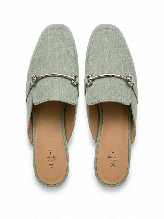 Call It Spring Shoes - Call It Spring Pale Blue Denim Slip-on Mules – Size 10 *Flaw